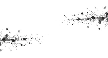 Fototapeta premium Abstract grayscale background network connection, digital technology, communication concept, dots and lines, modern design