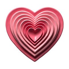 Layered pink hearts in a concentric arrangement on black isolated on transparent background