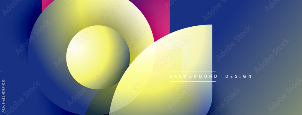 Poster Abstract colorful design. Overlapping shapes create dynamic visual effect. Gradient hues blend smoothly, modern aesthetic.