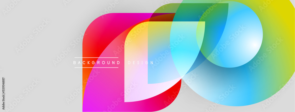 Poster Abstract colorful overlapping shapes create dynamic background. Smooth gradients, modern design elements, vibrant hues present.