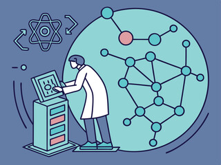 Glowing Vector Illustration of Quantum Pharma Breakthrough  