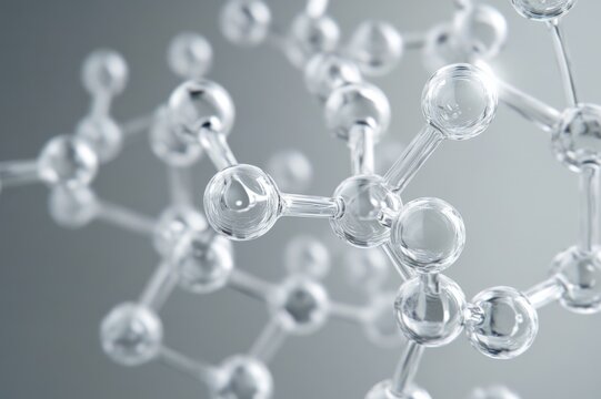 Gray transparent molecule model over grey - Powered by Adobe