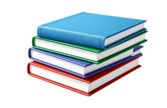 Stack of colorful hardback books isolated on white