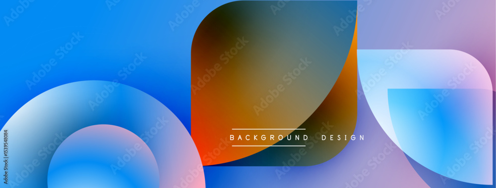 Poster Abstract fluid shapes, vibrant colors blend. Modern design, gradient background creates dynamic visual effect. Smooth transitions, overlapping forms.