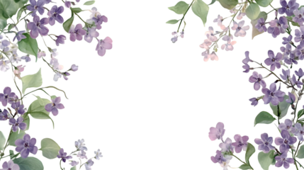 Watercolor Lilac Floral Frame Black Background Elegant Design