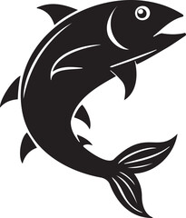 Obraz premium Black Silhouette of Jumping Fish Illustration