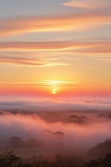 sunlight, sun, nature, sky,  sunrise over a calm, glassy lake. The sun, a vibrant orb of orange and gold, peeks over the distant horizon, casting long, shimmering reflections across the water.