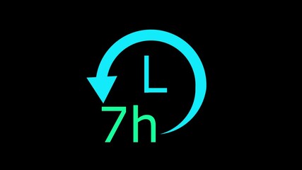 7 hour service working delivery concept payment online banking, shopping, transection online service. 4k video time clock animation. 7 hours clock or time icon animation. - Powered by Adobe