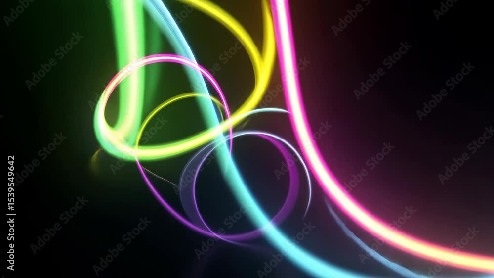 Poster vibrant neon lines swirl across a dark background, creating a striking visual display of energy.