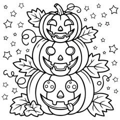 halloween pumpkin stack with faces isolated vector illustration