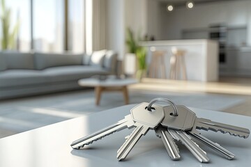 Keys resting on a table in a modern apartment
