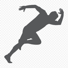 Running man silhouette. A female athlete is depicted in a dynamic running posture with flowing ponytail, symbolizing speed and motion.  eps 10 