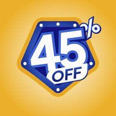 Bold Blue Discount Badge with Modern Yellow Background for Ecommerce Promotion