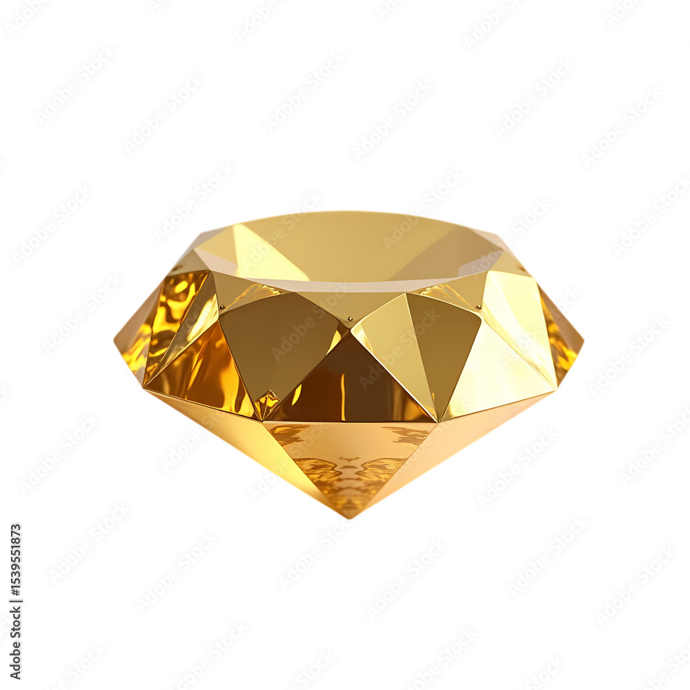 Poster a shiny golden diamond isolated view isolated on transparent background