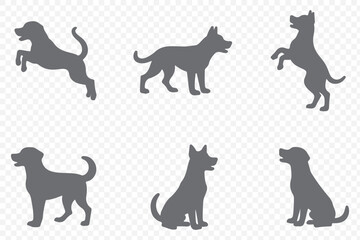 Vector silhouette of a dog on a white background.  This clean and minimal design is ideal for pet-themed graphics . 