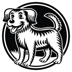 Black and white vector illustration of a dog silhouette
