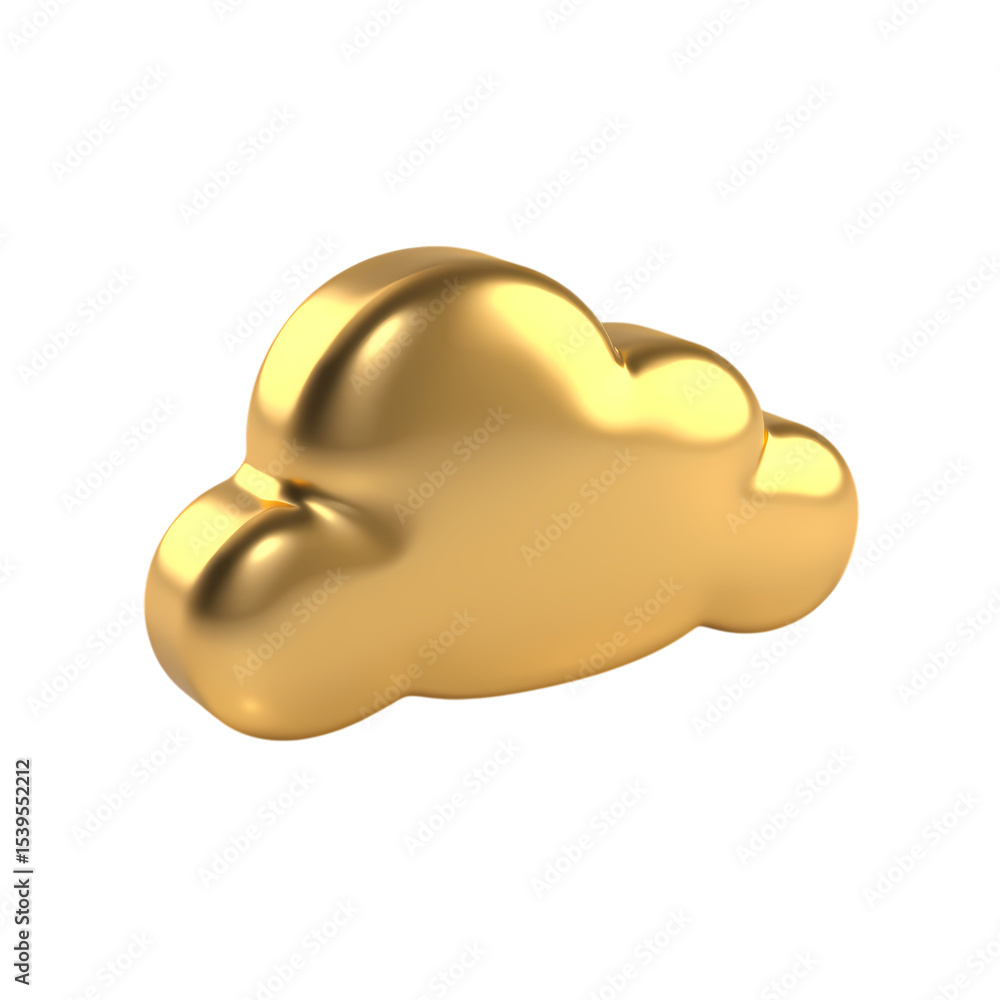 Poster a shiny golden cloud isolated on a isolated on transparent background