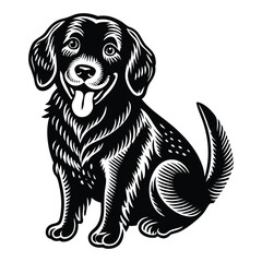 Black and white vector illustration of a dog silhouette