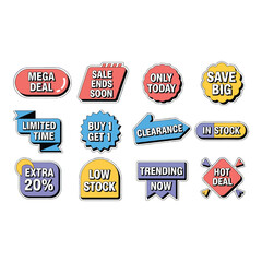 Obraz premium Various sale and discount promotion stickers isolated on white background