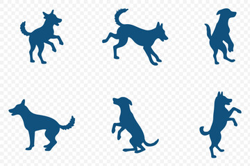 dog silhouette vector set  . a collection of dog silhouettes in various poses and breeds. Perfect for pet lovers, veterinarians, or dog trainer.