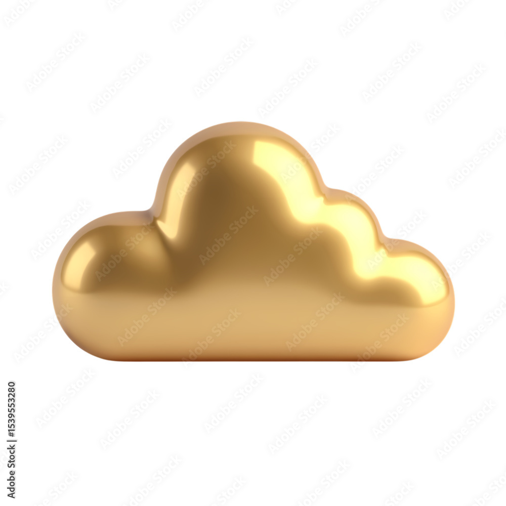 Poster a golden cloud icon isolated render isolated on transparent background