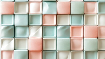 Pastel-colored, textured square tiles