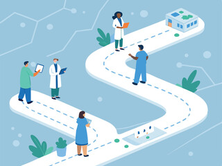 Accent Green Palette Vector of Diverse Medical Professionals  