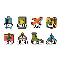 Fototapeta premium Collection of travel icons for planning a vacation isolated on white