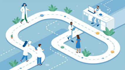 Clean Vector Art of Optimistic Digital Healthcare Future  