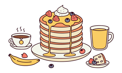 National Pancake Day. Vector illustration design. Pancakes stack with berries or honey.