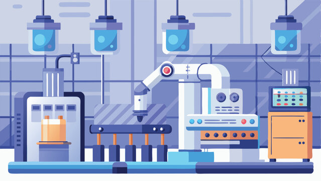 Gray Palette Vector of Modern Pharma Factory Oversight   - Powered by Adobe