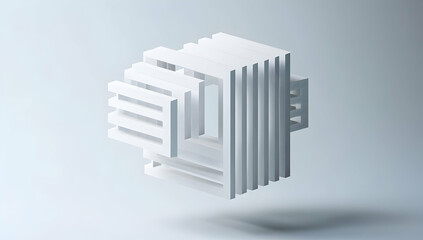 White geometric 3D structure abstract