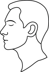 Line Drawing of a Man's Profile with Closed Eyes