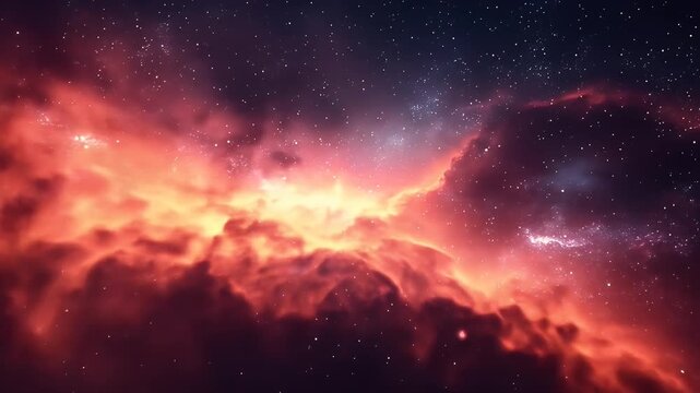 Dramatic Nebula and Starfield Scene with Red and Blue Hues in a Cosmic Galaxy Space Perfect for Adobe Stock Photo Background