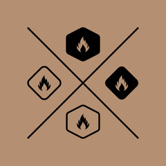 Vector illustration of a fire symbol representing flammable material which  indicates that the contents are highly combustible and require careful handling