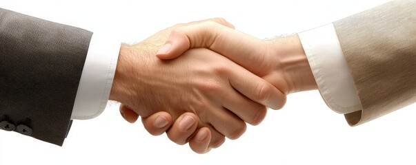 Obraz premium Two business people shaking hands after successfully finalizing a contract., Generative AI