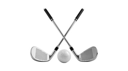 Golf clubs crossed with golf ball ready for tee off