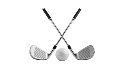 Golf clubs crossed with golf ball ready for tee off