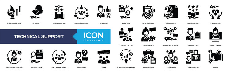Technical Support Glyph Icon Collection
