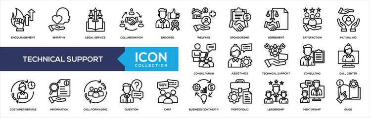 Technical Support Line Icon Collection