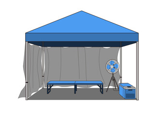 熱中症対策の現場用テント 屋外で働く人のための涼しい休憩場所　シンプルなイラスト