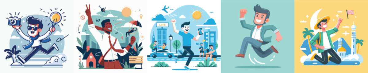 vector image a man having fun flat design simple and cool