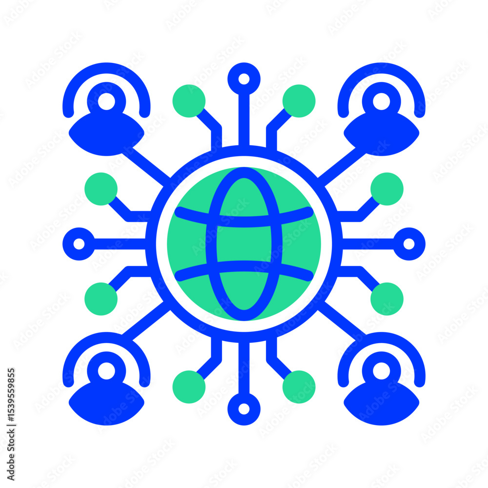 Poster global teamwork line icon. linear style sign for mobile concept and web design. outline vector icon.