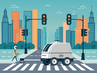 Neon Palette Vector of Cityscape Delivery Routes  