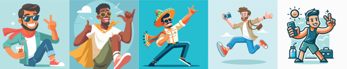 vector image a man having fun flat design simple and cool