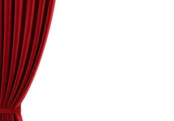 Elegant red velvet stage curtain with a dramatic dark background for theatrical performances