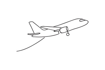 Jet Takeoff continuous one line drawing minimalism design