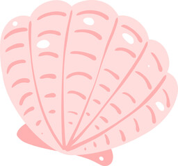 Pink Seashell Illustration, Cute Ocean Beach Clipart, Pastel Summer Coastal Graphic

