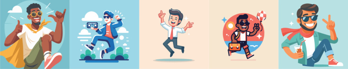 vector image a man having fun flat design simple and cool