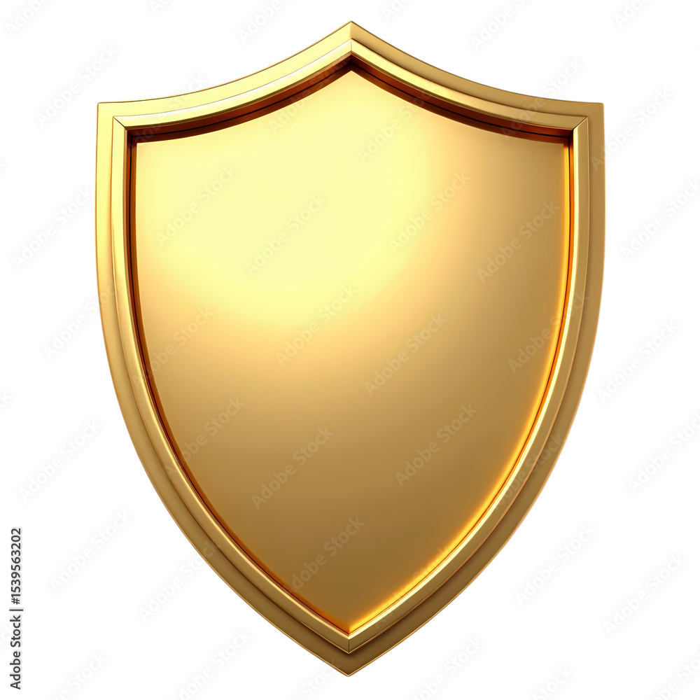 Poster a shiny golden shield isolated isolated on transparent background